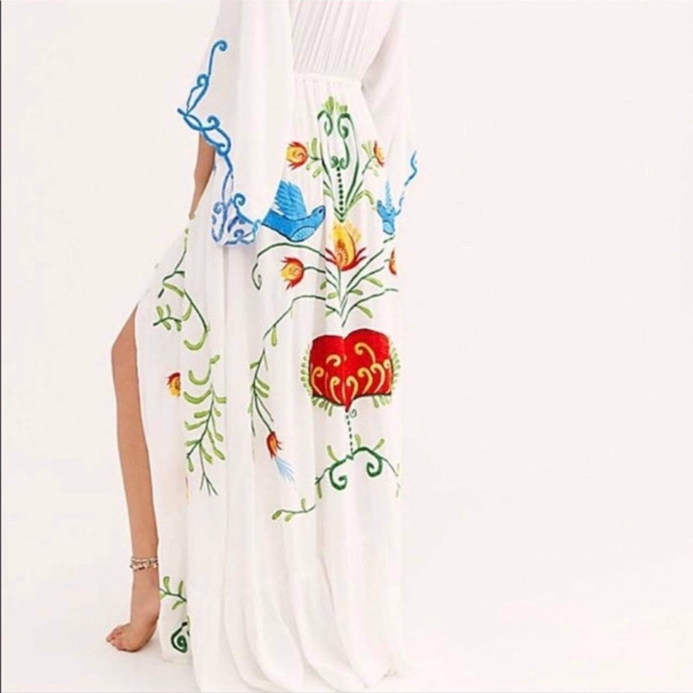 Bohemian Embroidered Hearts Magic Long Maxi Gown In White, 5 Star ⭐️ Favorite - Picture 13 of 15